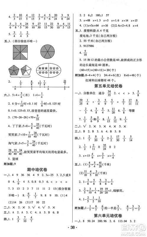 开明出版社2022黄冈同步练一日一练五年级数学下册JS江苏版答案