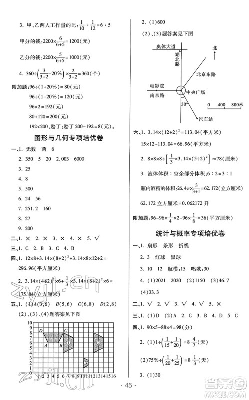 陕西师范大学出版总社2022黄冈同步练一日一练六年级数学下册RJ人教版答案