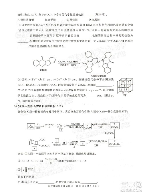 2022年河南省六市高三第一次联合调研检测理科综合试题及答案