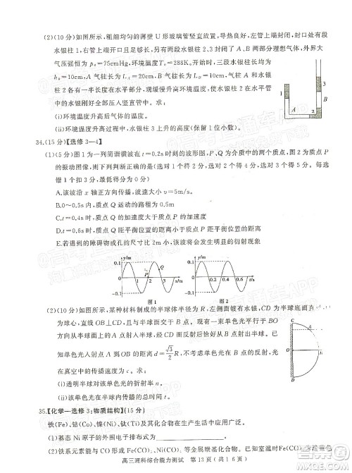 2022年河南省六市高三第一次联合调研检测理科综合试题及答案