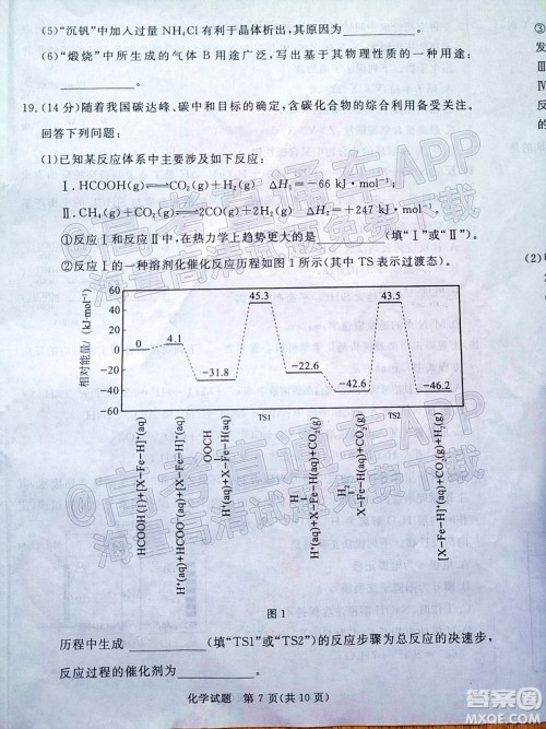 湛江市2022年普通高考测试一化学试题及答案