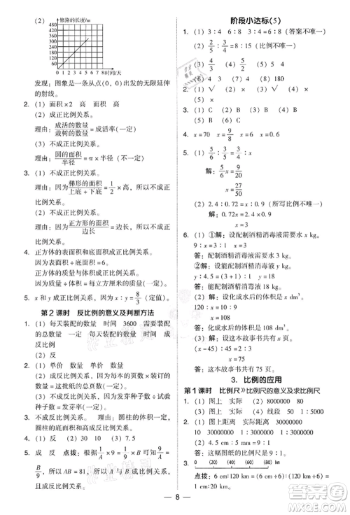 吉林教育出版社2022典中点综合应用创新题六年级数学下册人教版参考答案