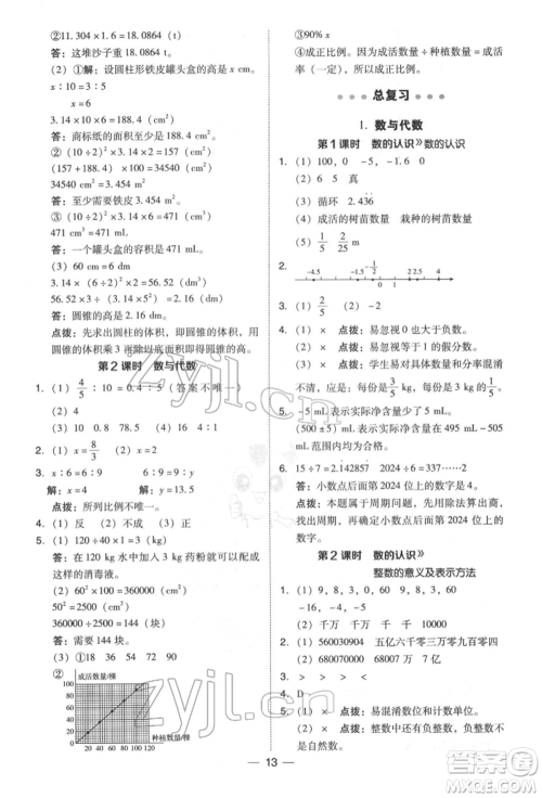 陕西人民教育出版社2022典中点综合应用创新题六年级数学下册北师大版参考答案