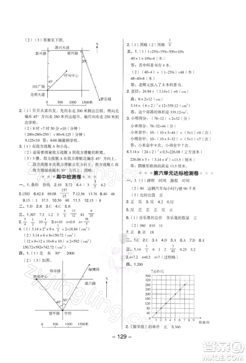 吉林教育出版社2022典中点综合应用创新题六年级数学下册苏教版参考答案