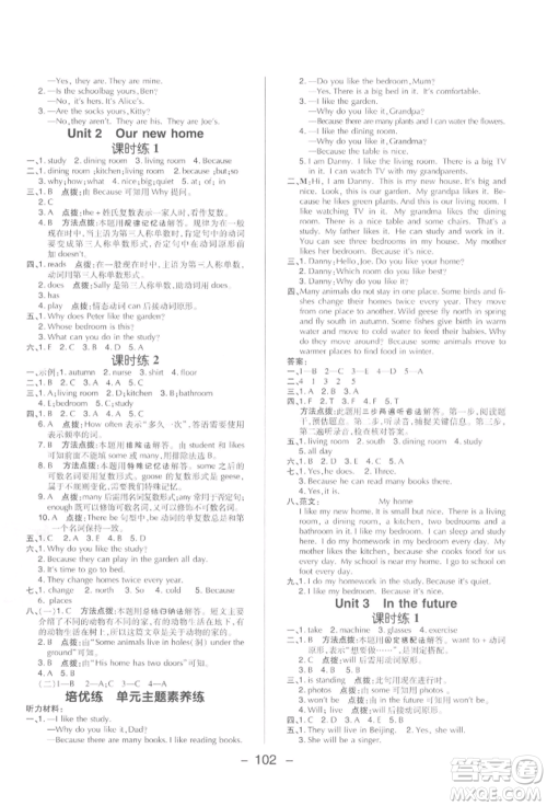 陕西人民教育出版社2022典中点综合应用创新题六年级英语下册沪教版参考答案