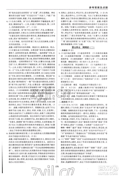 吉林教育出版社2022典中点综合应用创新题七年级语文下册人教版安徽专版参考答案