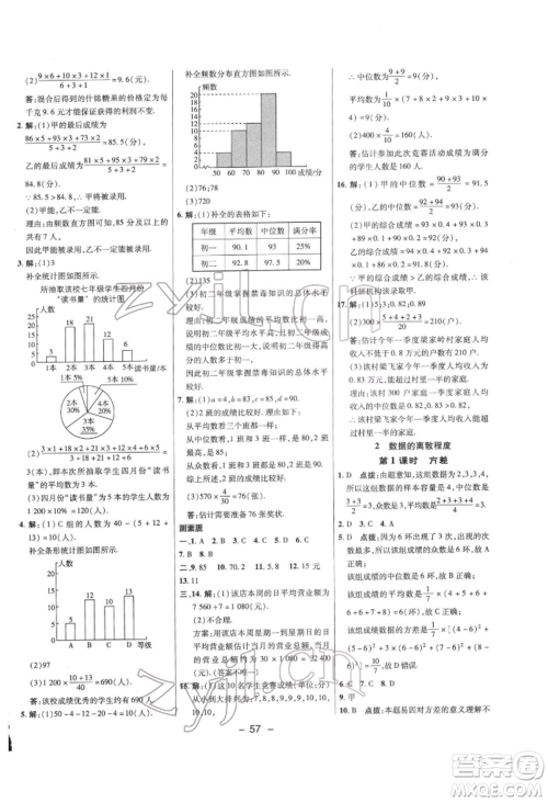 陕西人民教育出版社2022典中点综合应用创新题八年级数学下册沪科版参考答案