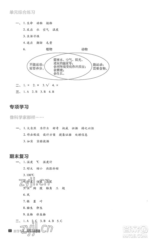 四川教育出版社2022新课标小学生学习实践园地四年级科学下册苏教版答案