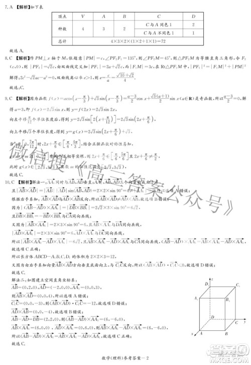 2022届炎德英才长郡十五校联盟高三第一次联考全国卷理科数学试题及答案