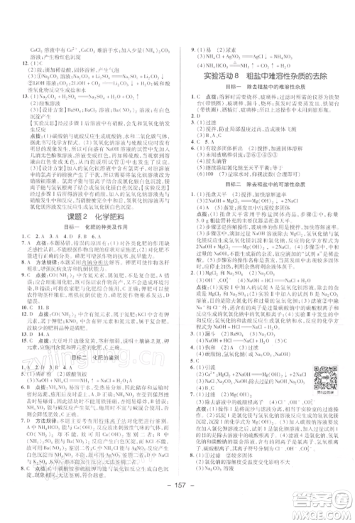 陕西人民教育出版社2022典中点综合应用创新题九年级化学下册人教版参考答案