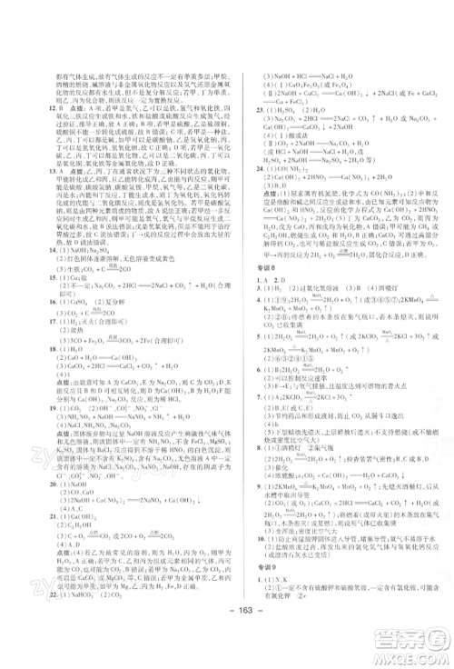 陕西人民教育出版社2022典中点综合应用创新题九年级化学下册人教版参考答案