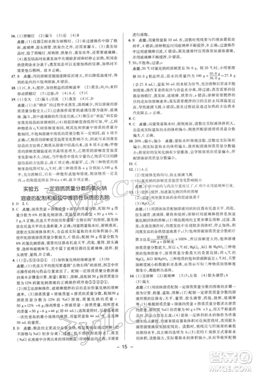 陕西人民教育出版社2022典中点综合应用创新题九年级化学下册科粤版参考答案