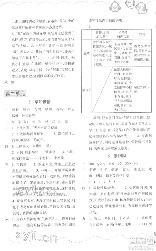 浙江教育出版社2022小学语文课时特训五年级下册R人教版答案 浙江教育出版社2022小学语文课时特训五年级下册R人教版答案