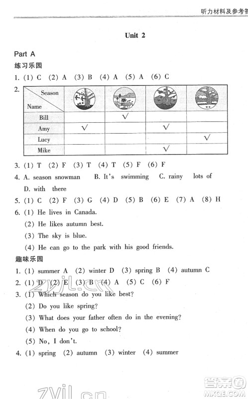 浙江少年儿童出版社2022同步课时特训五年级英语下册R人教版答案 浙江少年儿童出版社2022同步课时特训五年级英语下册R人教版答案
