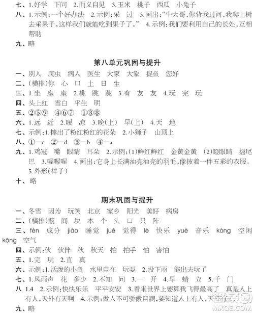 时代学习报语文周刊2021-2022学年度一年级第二学期巩固与提升参考答案 时代学习报语文周刊2021-2022学年度一年级第二学期巩固与提升参考答案