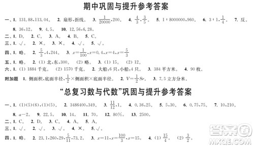 时代学习报数学周刊2021-2022学年度苏教版六年级第二学期巩固与提升参考答案 时代学习报数学周刊2021-2022学年度苏教版六年级第二学期巩固与提升参考答案