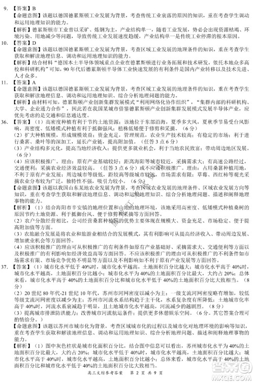 2021-2022学年下学期全国百强名校领军考试高三文综试题及答案