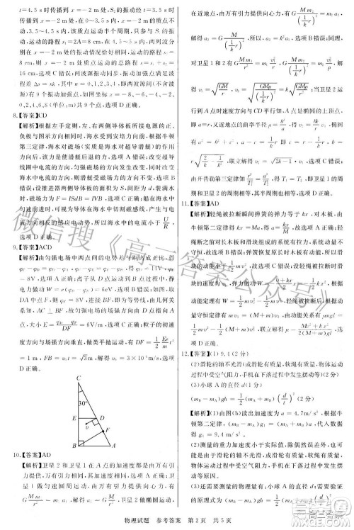 2022届高三第二次T8联考物理试题及答案