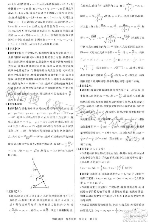 2022届高三第二次T8联考物理试题及答案 2022届高三第二次T8联考物理试题及答案