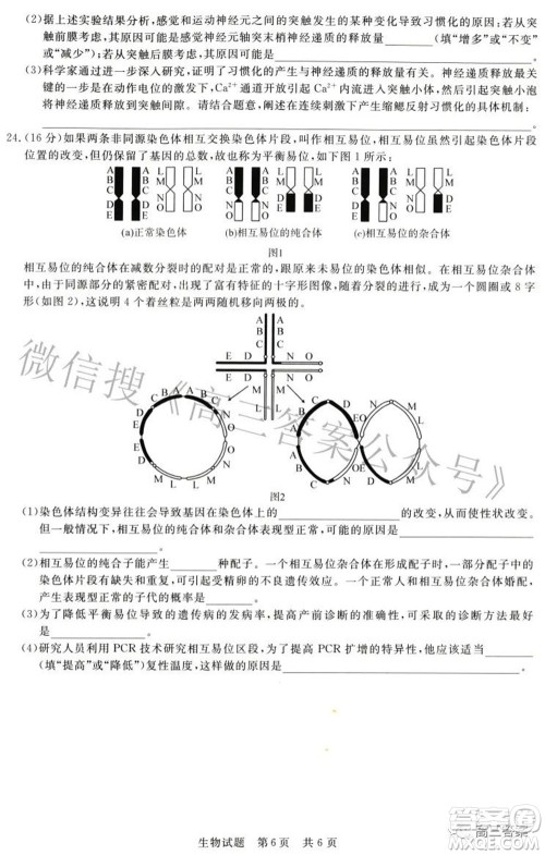 2022届高三第二次T8联考生物试题及答案