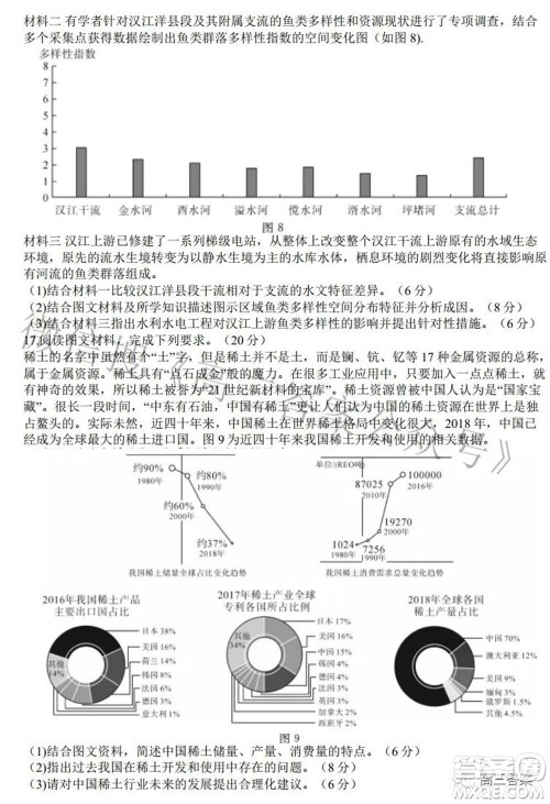 2022届高三第二次T8联考地理试题及答案