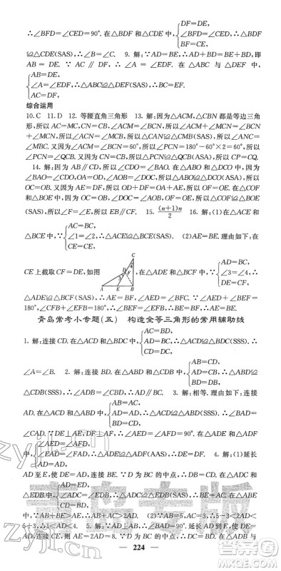 四川大学出版社2022名校课堂内外七年级数学下册BS北师版青岛专版答案