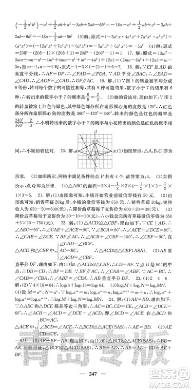 四川大学出版社2022名校课堂内外七年级数学下册BS北师版青岛专版答案