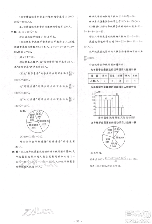 人民教育出版社2022同步解析与测评学考练七年级下册数学人教版参考答案