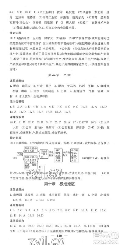 中华地图学社2022名校课堂内外七年级地理下册RJ人教版答案