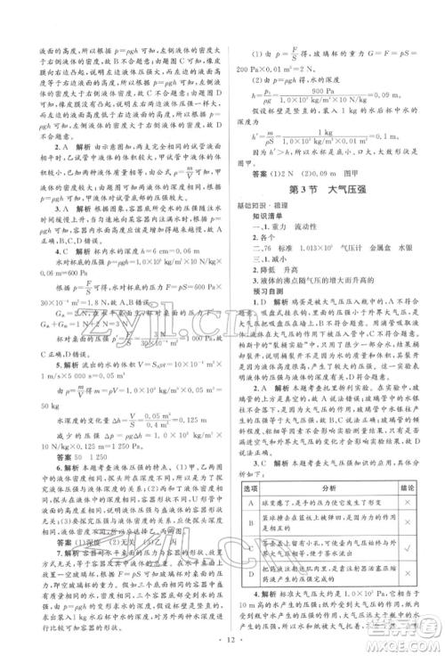 人民教育出版社2022同步解析与测评学考练八年级下册物理人教版参考答案