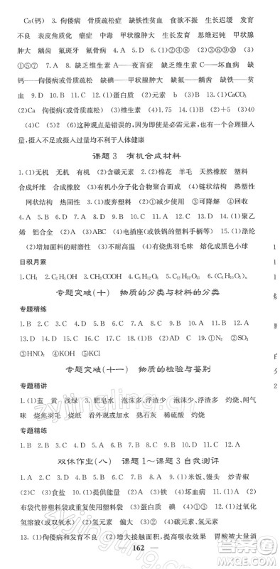 四川大学出版社2022名校课堂内外九年级化学下册RJ人教版答案