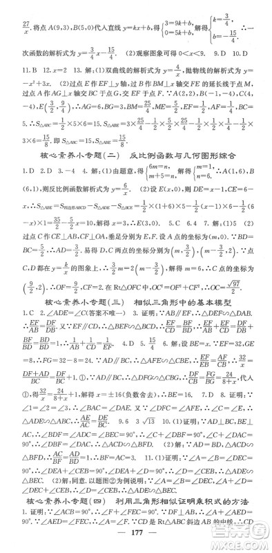四川大学出版社2022名校课堂内外九年级数学下册RJ人教版答案