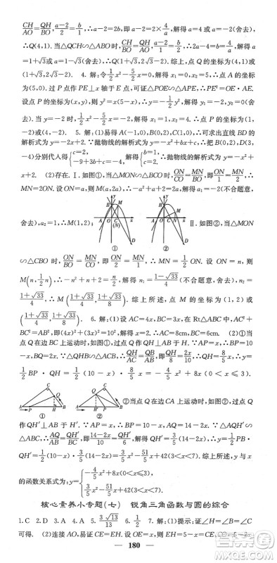四川大学出版社2022名校课堂内外九年级数学下册RJ人教版答案