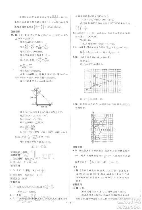 人民教育出版社2022同步解析与测评学考练九年级下册数学人教版参考答案