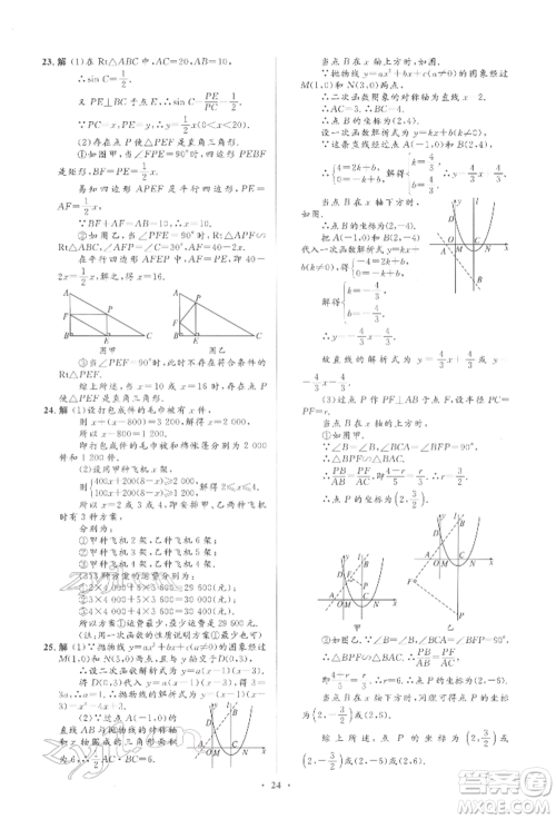 人民教育出版社2022同步解析与测评学考练九年级下册数学人教版参考答案