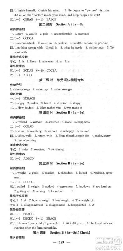 四川大学出版社2022名校课堂内外九年级英语下册RJ人教版答案
