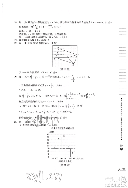 吉林出版集团股份有限公司2022同步解析与测评初中总复习指导与训练九年级数学人教版参考答案