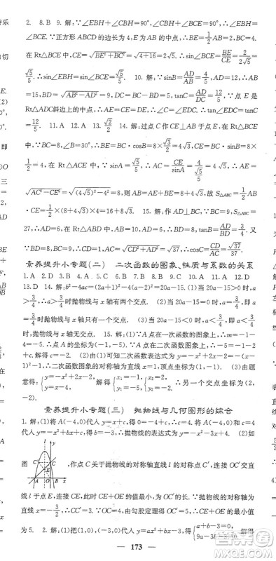 四川大学出版社2022名校课堂内外九年级数学下册BS北师版答案