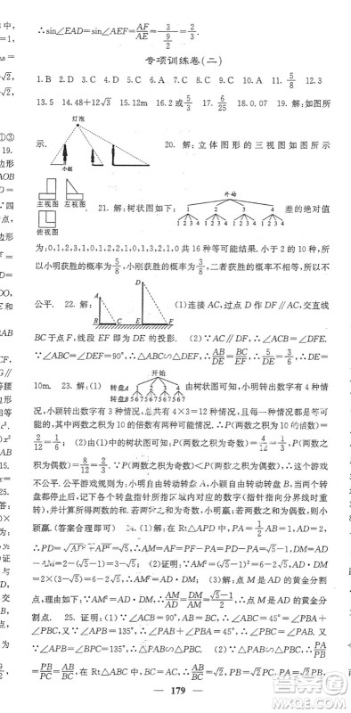 四川大学出版社2022名校课堂内外九年级数学下册BS北师版答案