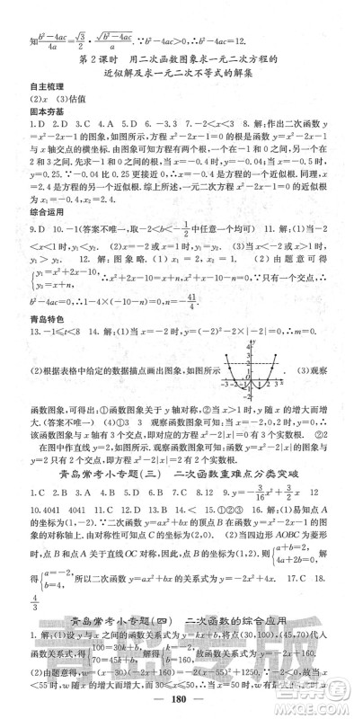 四川大学出版社2022名校课堂内外九年级数学下册BS北师版青岛专版答案