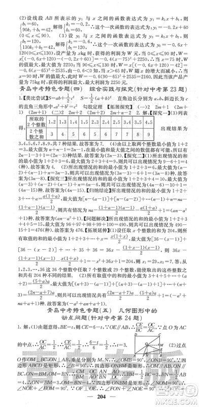 四川大学出版社2022名校课堂内外九年级数学下册BS北师版青岛专版答案