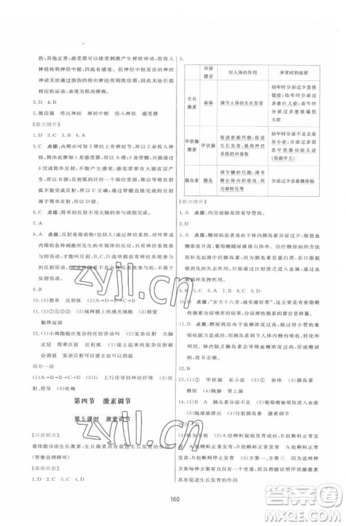 吉林教育出版社2022三维数字课堂七年级生物下册人教版答案