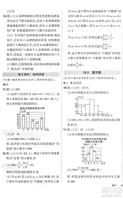 武汉出版社2022状元成才路创优作业七年级数学下册R人教版答案