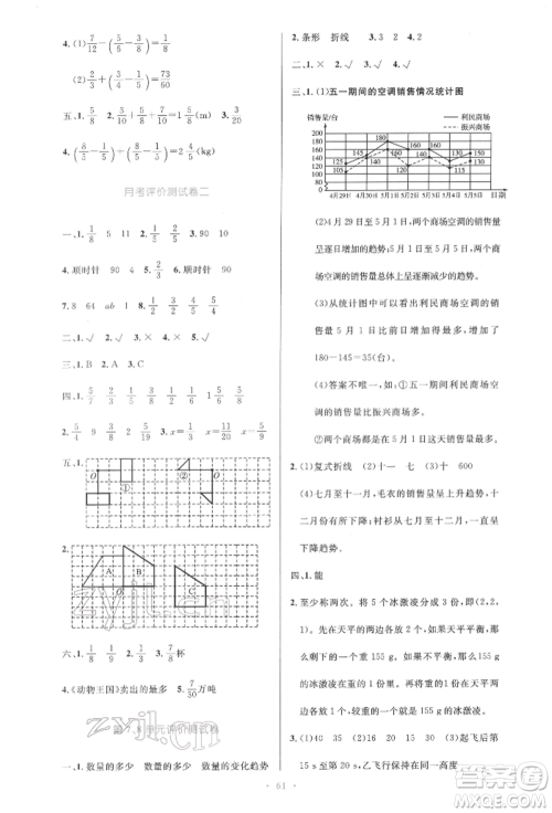 人民教育出版社2022小学同步测控优化设计五年级数学下册人教版增强版参考答案