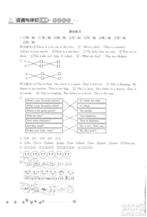 黑龙江教育出版社2022资源与评价一年级下册英语外研版大庆专版参考答案