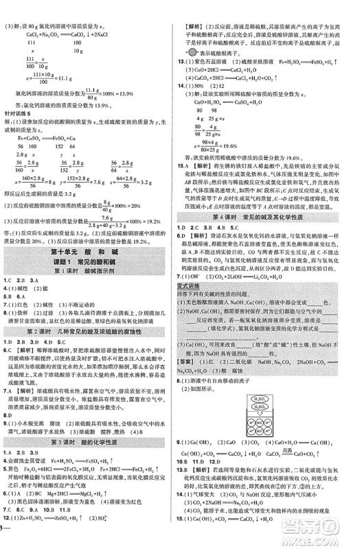 武汉出版社2022状元成才路创优作业九年级化学下册R人教版答案