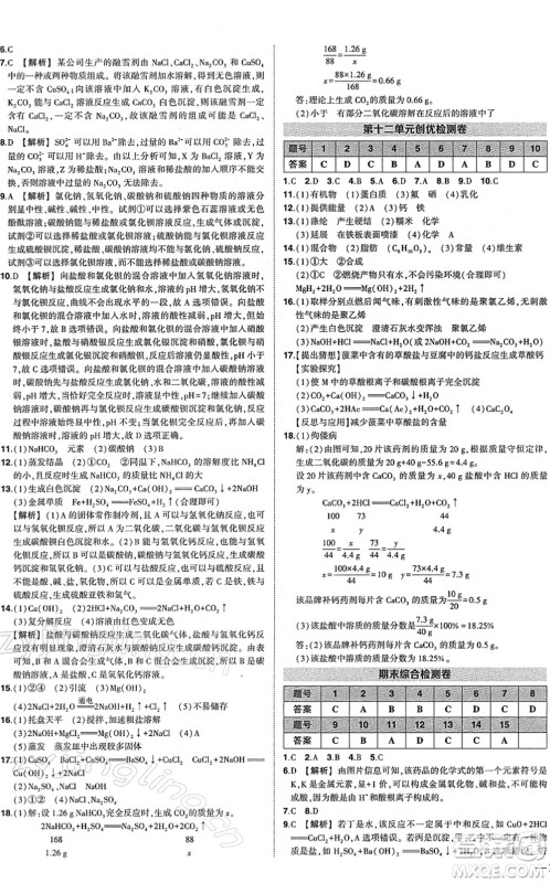 武汉出版社2022状元成才路创优作业九年级化学下册R人教版答案