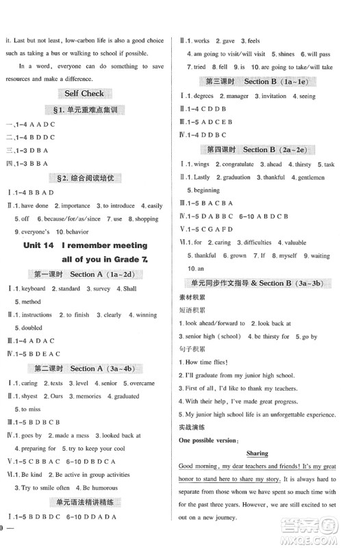 武汉出版社2022状元成才路创优作业九年级英语下册R人教版答案