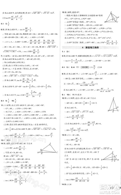 吉林教育出版社2022状元成才路创优作业九年级数学下册北师版答案