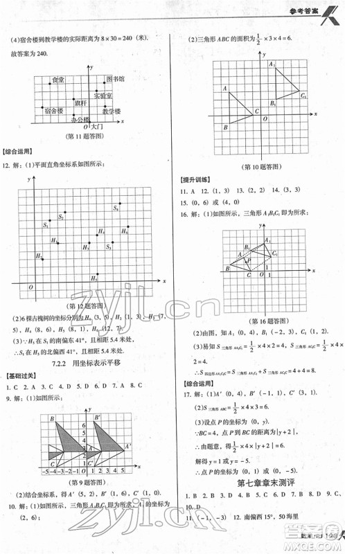 广东经济出版社2022全优点练课计划七年级数学下册RJ人教版答案